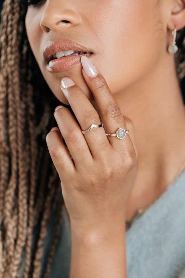 Baguette Diamond Band Cremation Ring in 14K Yellow Gold with Hexagonal Setting closebymejewelry Rings