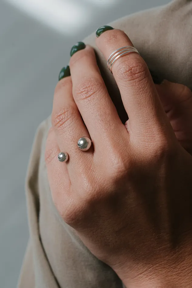 Big Small Split Bubble Multisize Ring Silver Kty Rings