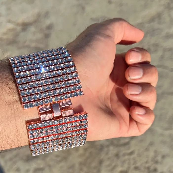 Bling Cartel Admin Bracelets 14K Rose Gold Plated 12 Row Pharaoh Bracelet 925