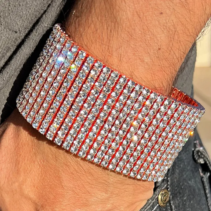 Bling Cartel Admin Bracelets 14K Rose Gold Plated 12 Row Pharaoh Bracelet 925
