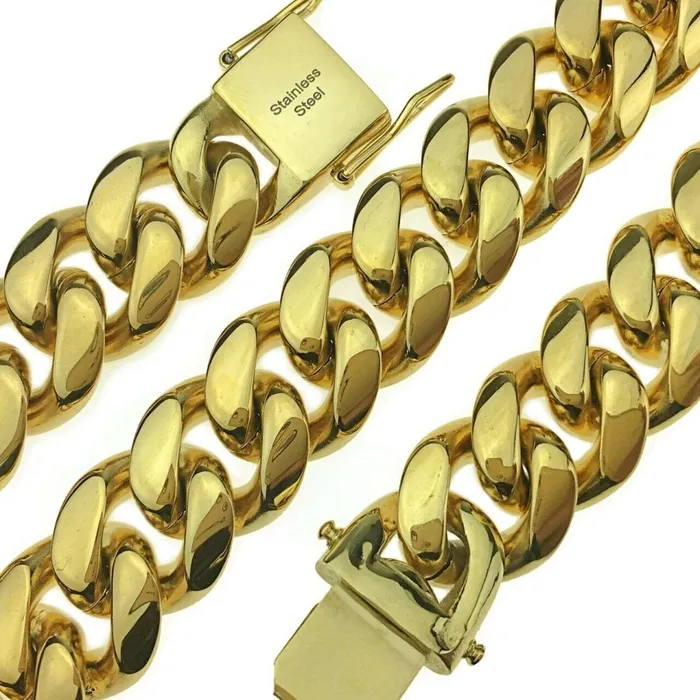 Bling Cartel Admin Necklaces 24k Gold Plated over 316L Stainless Steel 20 x 18MM Cuban Chain Necklace Bling Cartel Admin Necklaces 24k Gold Plated over 316L Stainless Steel 20 x 18MM Cuban Chain Necklace
