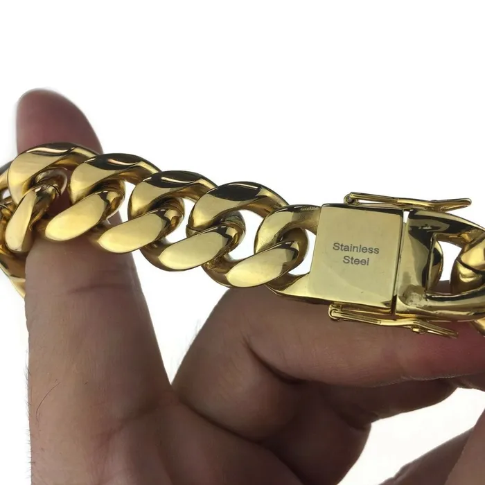 Bling Cartel Admin Necklaces 24k Gold Plated over 316L Stainless Steel 20 x 18MM Cuban Chain Necklace Bling Cartel Admin Necklaces 24k Gold Plated over 316L Stainless Steel 20 x 18MM Cuban Chain Necklace