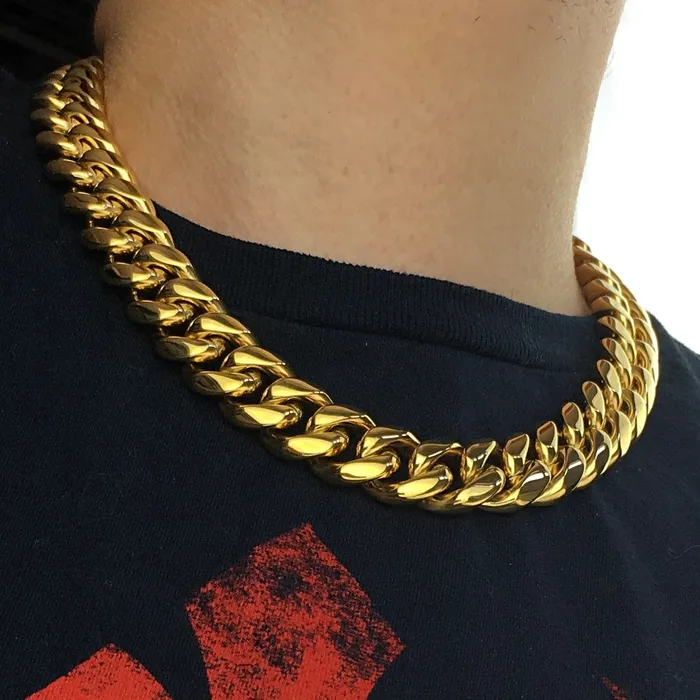Bling Cartel Admin Necklaces 24k Gold Plated over 316L Stainless Steel 20 x 18MM Cuban Chain Necklace Bling Cartel Admin Necklaces 24k Gold Plated over 316L Stainless Steel 20 x 18MM Cuban Chain Necklace