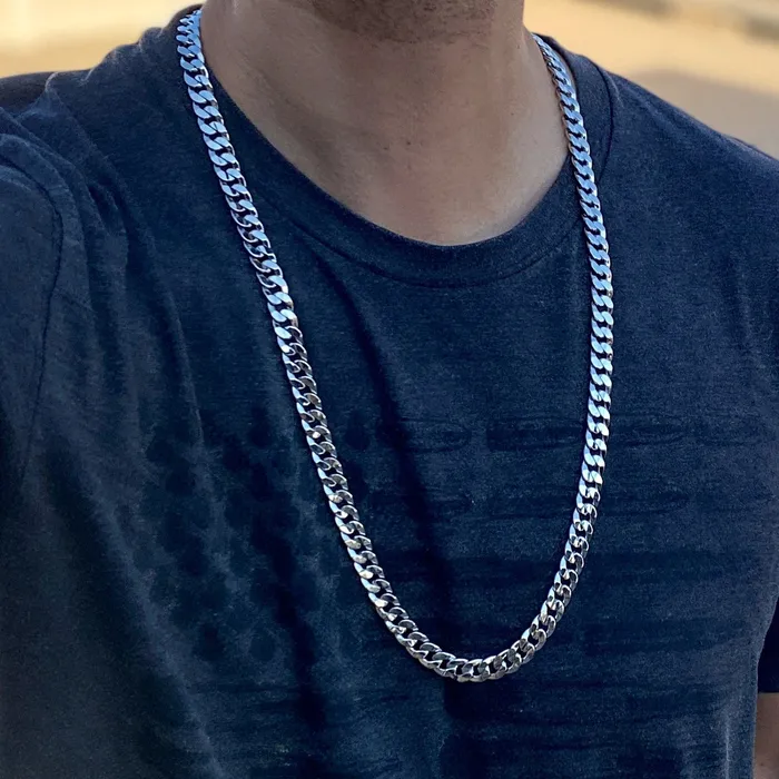 Bling Cartel Admin Necklaces Cuban Curb Chain Silver Tone Chain Necklace 30 x 10MM Bling Cartel Admin Necklaces Cuban Curb Chain Silver Tone Chain Necklace 30 x 10MM