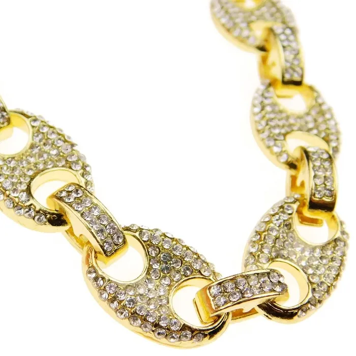 Bling Cartel Admin Necklaces Mariner Iced Anchor Links Gold Finish Chain Necklace 12MM 24 Bling Cartel Admin Necklaces Mariner Iced Anchor Links Gold Finish Chain Necklace 12MM 24
