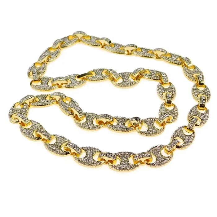Bling Cartel Admin Necklaces Mariner Iced Anchor Links Gold Finish Chain Necklace 12MM 24 Bling Cartel Admin Necklaces Mariner Iced Anchor Links Gold Finish Chain Necklace 12MM 24