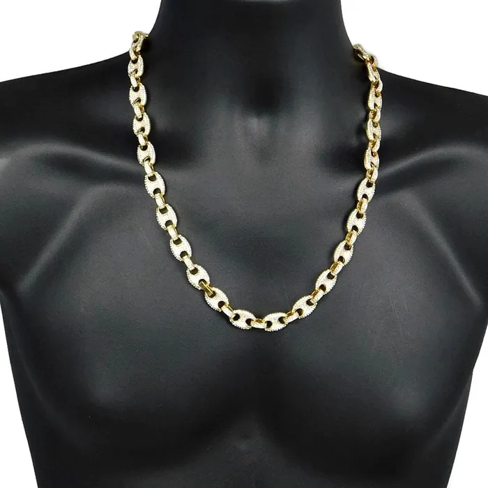 Bling Cartel Admin Necklaces Mariner Iced Anchor Links Gold Finish Chain Necklace 12MM 24 Bling Cartel Admin Necklaces Mariner Iced Anchor Links Gold Finish Chain Necklace 12MM 24