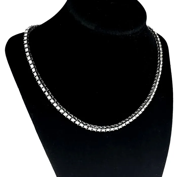 Bling Cartel Admin Necklaces OneRow Silver Tone Tennis Chain Choker Necklace 4MM 18 Bling Cartel Admin Necklaces OneRow Silver Tone Tennis Chain Choker Necklace 4MM 18