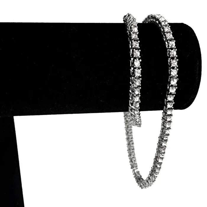 Bling Cartel Admin Necklaces OneRow Silver Tone Tennis Chain Choker Necklace 4MM 18 Bling Cartel Admin Necklaces OneRow Silver Tone Tennis Chain Choker Necklace 4MM 18