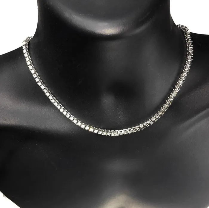 Bling Cartel Admin Necklaces OneRow Silver Tone Tennis Chain Choker Necklace 4MM 18 Bling Cartel Admin Necklaces OneRow Silver Tone Tennis Chain Choker Necklace 4MM 18