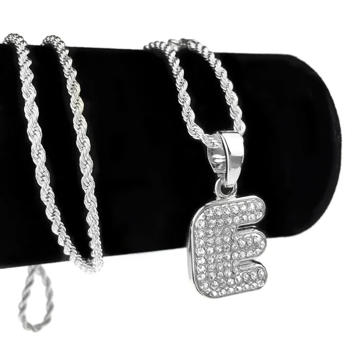 Bling Cartel Admin Necklaces Silver Tone E Letter Micro Chain Rope Necklace Bling Cartel Admin Necklaces Silver Tone E Letter Micro Chain Rope Necklace