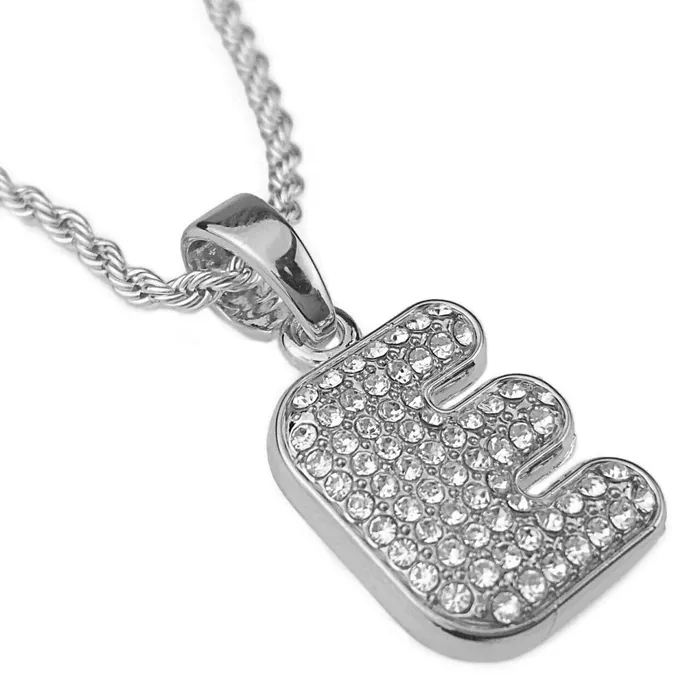 Bling Cartel Admin Necklaces Silver Tone E Letter Micro Chain Rope Necklace