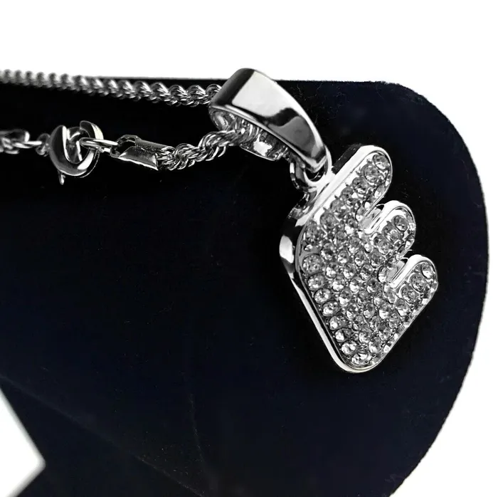 Bling Cartel Admin Necklaces Silver Tone E Letter Micro Chain Rope Necklace