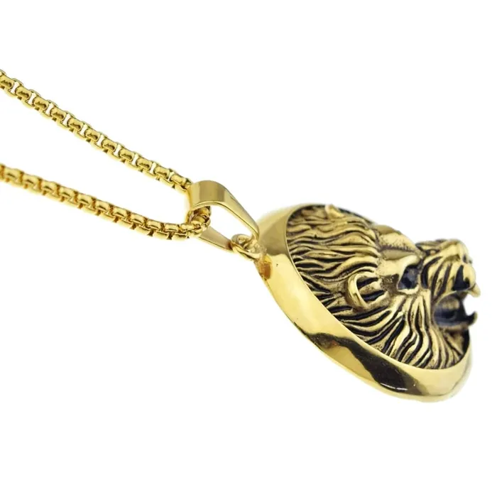 Bling Cartel Admin Necklaces Wolf Head Gold Finish over Stainless Steel 24 Box Chain Necklace Bling Cartel Admin Necklaces Wolf Head Gold Finish over Stainless Steel 24 Box Chain Necklace