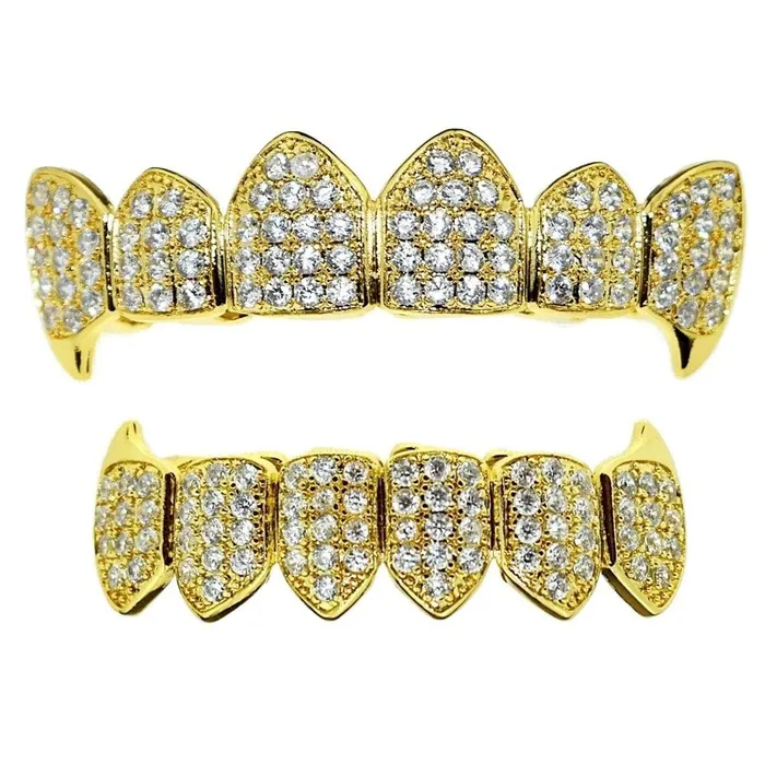 Bling Cartel Admin PreStyled Sets 18K Gold Plated Iced CZ Vampire Fangs Grillz Set Bling Cartel Admin PreStyled Sets 18K Gold Plated Iced CZ Vampire Fangs Grillz Set