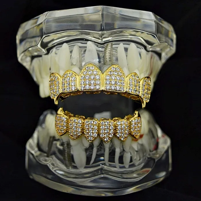 Bling Cartel Admin PreStyled Sets 18K Gold Plated Iced CZ Vampire Fangs Grillz Set