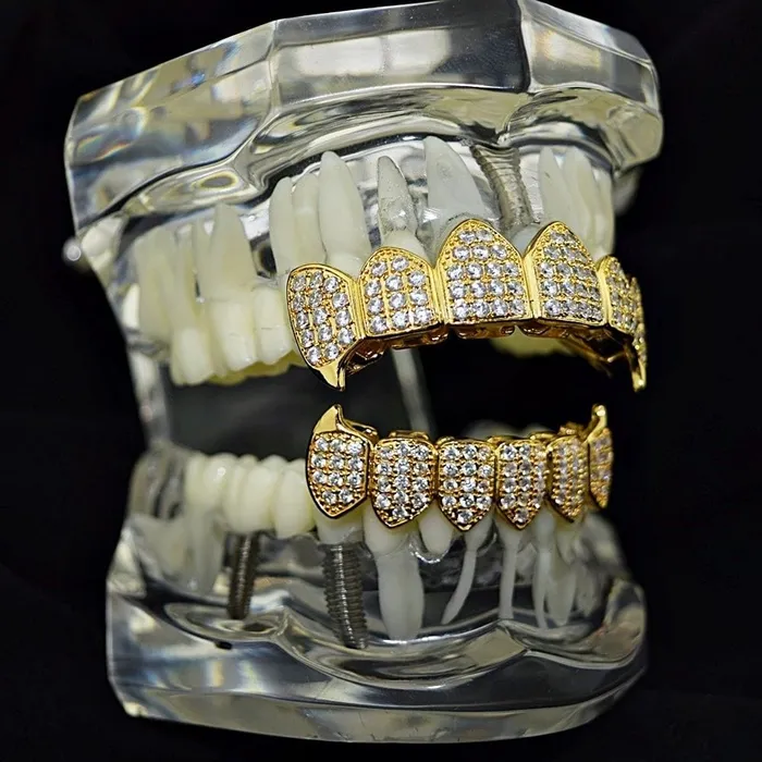 Bling Cartel Admin PreStyled Sets 18K Gold Plated Iced CZ Vampire Fangs Grillz Set