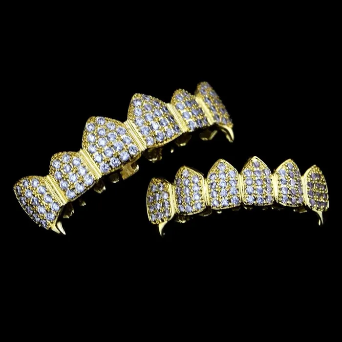 Bling Cartel Admin PreStyled Sets 18K Gold Plated Iced CZ Vampire Fangs Grillz Set
