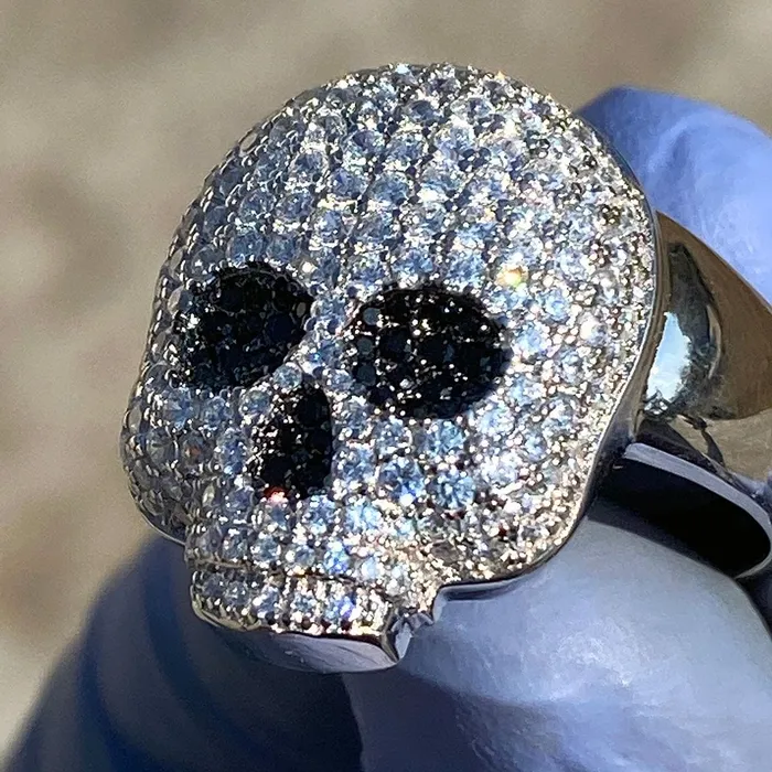 Bling Cartel Admin Rings 925 Sterling Silver Micro Pave Iced Death Skull Ring