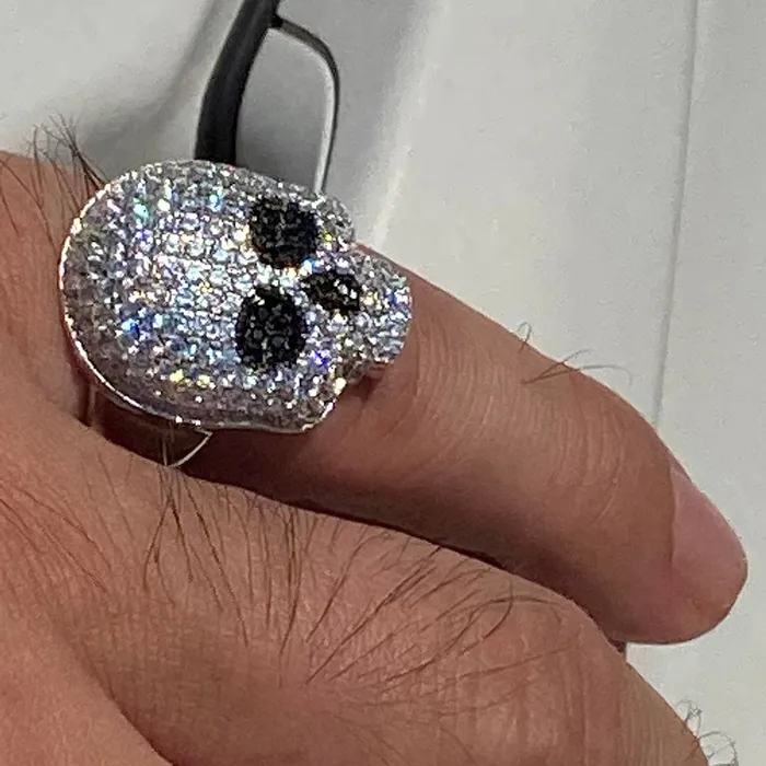 Bling Cartel Admin Rings 925 Sterling Silver Micro Pave Iced Death Skull Ring