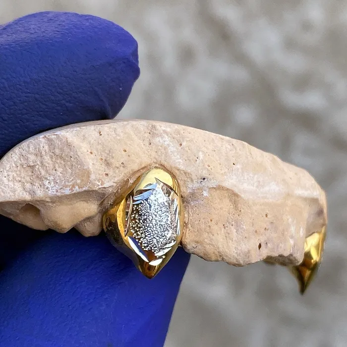 Bling Cartel Admin Rings Gold Plated over 925 Silver TwoTone Diamond Dust Custom Vampire Fangs Grillz