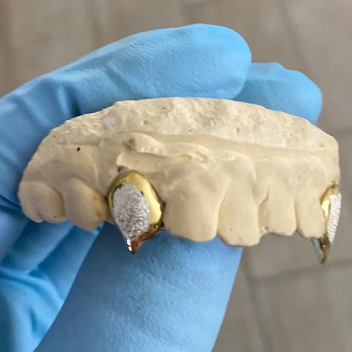 Bling Cartel Admin Rings Gold Plated over 925 Silver TwoTone Diamond Dust Custom Vampire Fangs Grillz