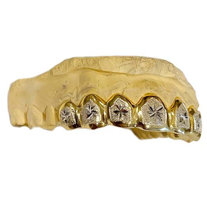 Bling Cartel Admin Rings Gold Plated over 925 Silver TwoTone Diamond Dust Starburst Custom Grillz