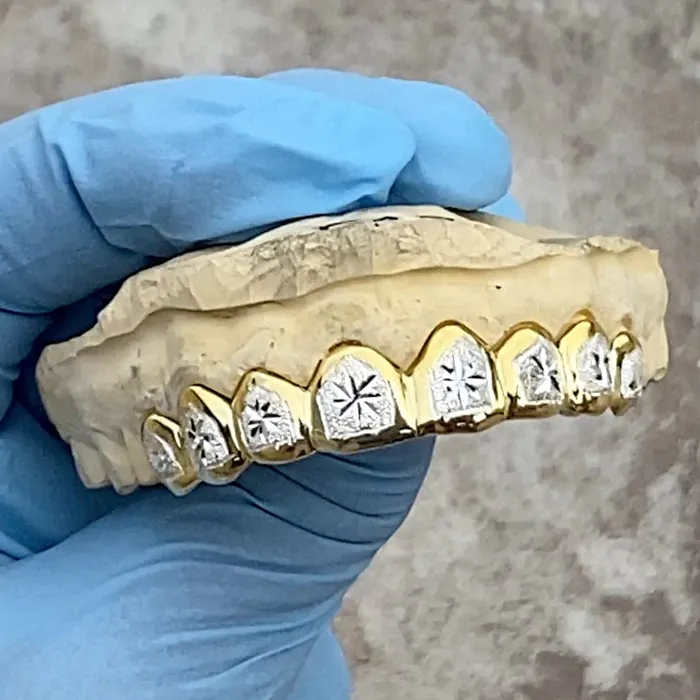 Bling Cartel Admin Rings Gold Plated over 925 Silver TwoTone Diamond Dust Starburst Custom Grillz