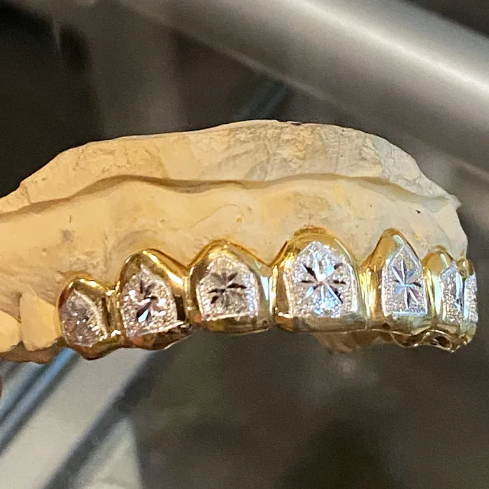 Bling Cartel Admin Rings Gold Plated over 925 Silver TwoTone Diamond Dust Starburst Custom Grillz