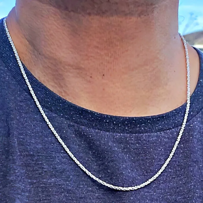 Bling Cartel Necklaces 925 Sterling Silver Sparkle DiamondCut Rope Chain Margarita Necklace 2MM Bling Cartel Necklaces 925 Sterling Silver Sparkle DiamondCut Rope Chain Margarita Necklace 2MM