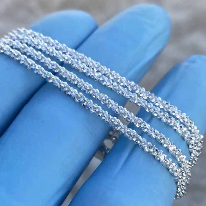 Bling Cartel Necklaces 925 Sterling Silver Sparkle DiamondCut Rope Chain Margarita Necklace 2MM Bling Cartel Necklaces 925 Sterling Silver Sparkle DiamondCut Rope Chain Margarita Necklace 2MM