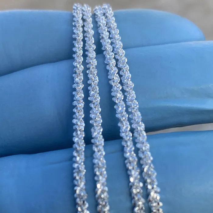 Bling Cartel Necklaces 925 Sterling Silver Sparkle DiamondCut Rope Chain Margarita Necklace 2MM Bling Cartel Necklaces 925 Sterling Silver Sparkle DiamondCut Rope Chain Margarita Necklace 2MM