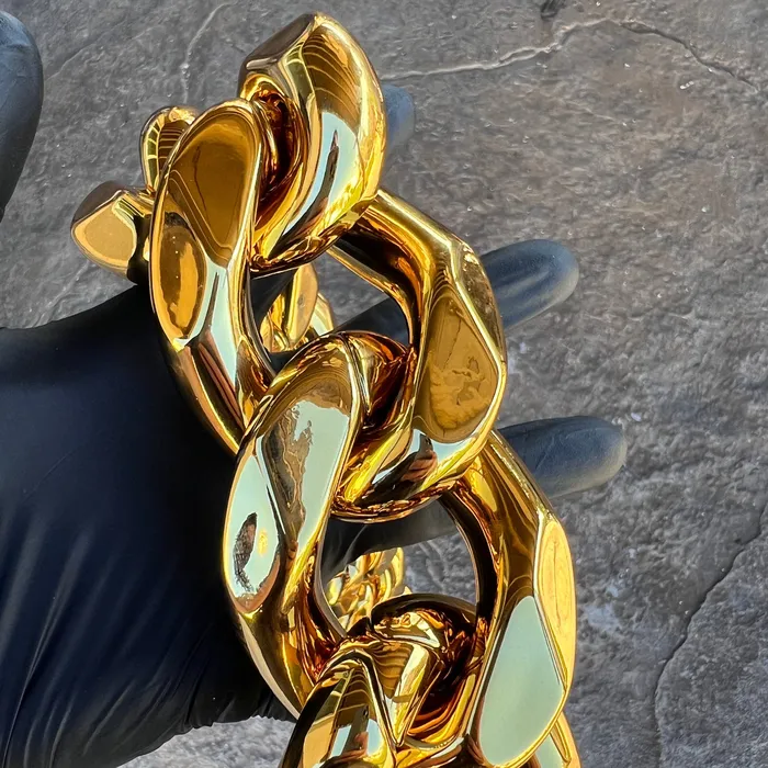 Bling Cartel Necklaces Huge Hip Hop Chain Cuban Link Chunky Plastic Necklace GoldTone 62MM Bling Cartel Necklaces Huge Hip Hop Chain Cuban Link Chunky Plastic Necklace GoldTone 62MM