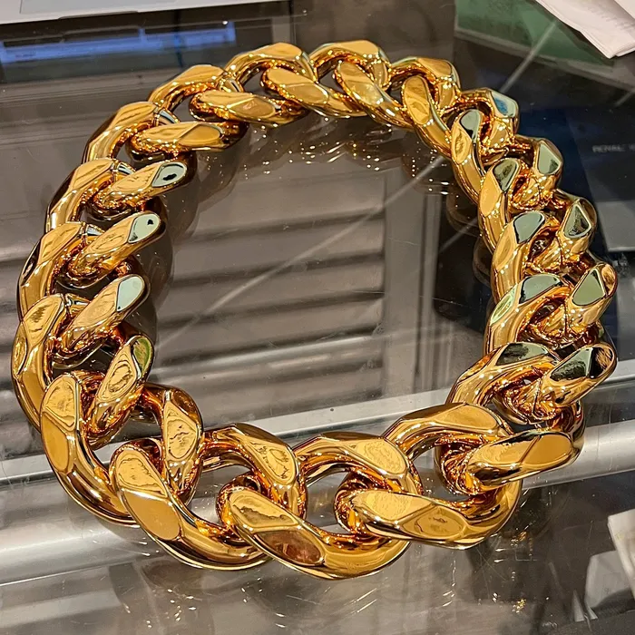 Bling Cartel Necklaces Huge Hip Hop Chain Cuban Link Chunky Plastic Necklace GoldTone 62MM Bling Cartel Necklaces Huge Hip Hop Chain Cuban Link Chunky Plastic Necklace GoldTone 62MM