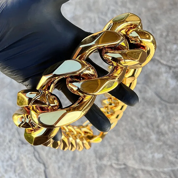 Bling Cartel Necklaces Huge Hip Hop Chain Cuban Link Chunky Plastic Necklace GoldTone 62MM Bling Cartel Necklaces Huge Hip Hop Chain Cuban Link Chunky Plastic Necklace GoldTone 62MM