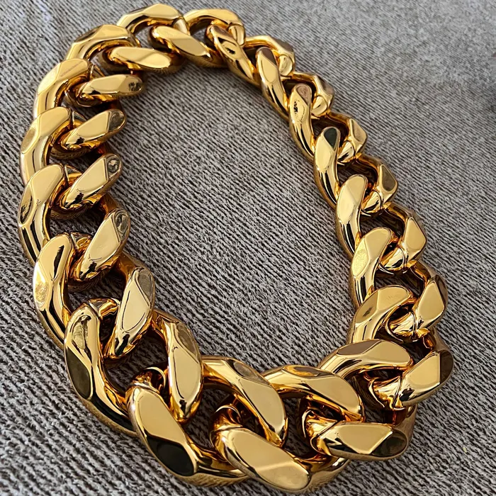 Bling Cartel Necklaces Huge Hip Hop Chain Cuban Link Chunky Plastic Necklace GoldTone 62MM Bling Cartel Necklaces Huge Hip Hop Chain Cuban Link Chunky Plastic Necklace GoldTone 62MM