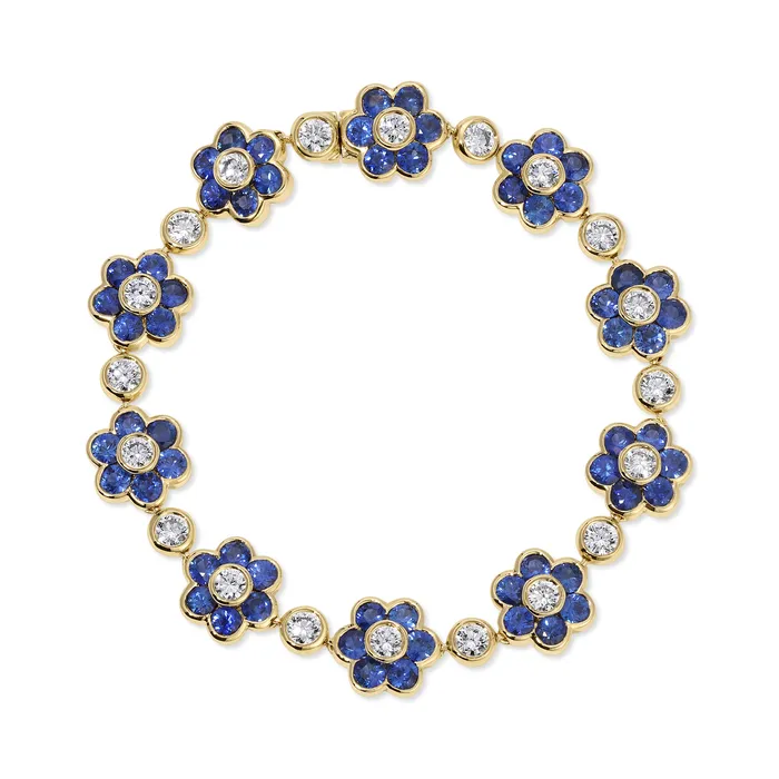 BLUE SAPPHIRE AND DIAMOND FLORA BRACELET anitako Bracelets