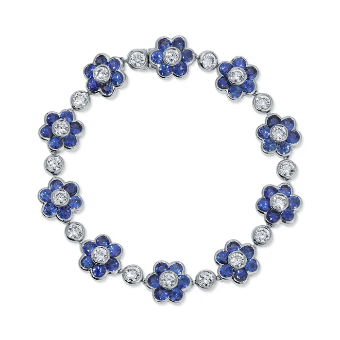 BLUE SAPPHIRE AND DIAMOND FLORA BRACELET anitako Bracelets