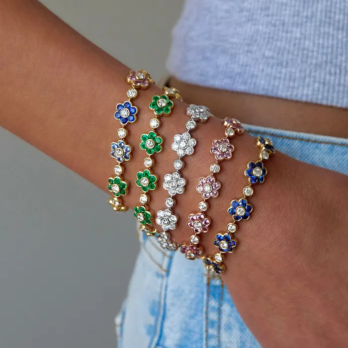 BLUE SAPPHIRE AND DIAMOND FLORA BRACELET anitako Bracelets