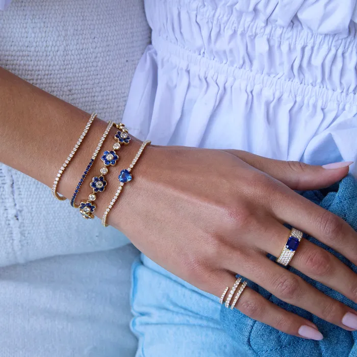 BLUE SAPPHIRE AND DIAMOND FLORA BRACELET anitako Bracelets