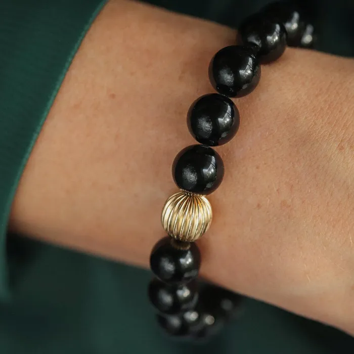 Bracelets 10mm Black Tourmaline Bracelet Earthly Abundance Jewelry