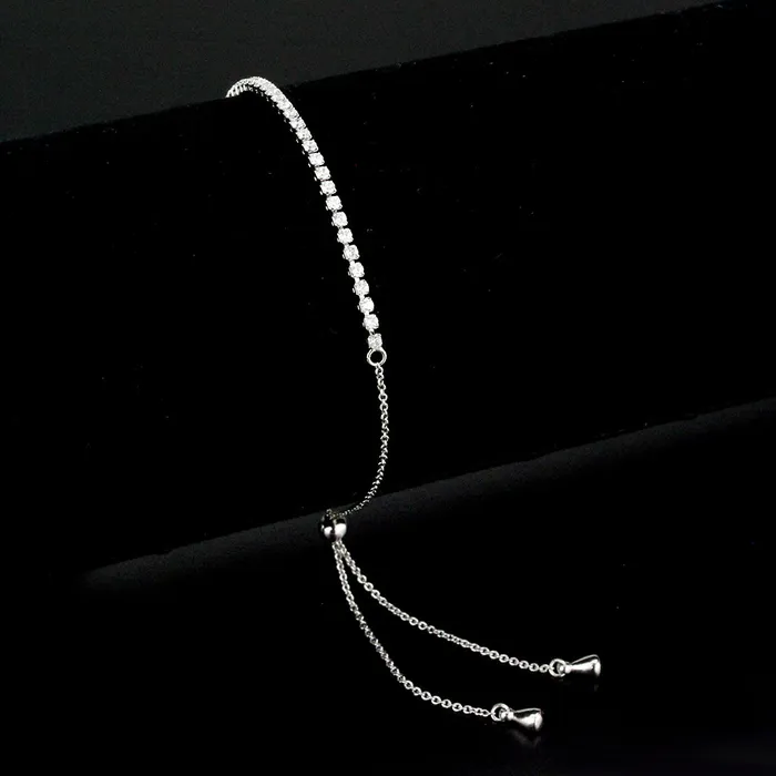 Bracelets Alamode 3W1637 Rhodium Brass Bracelet with AAA Grade CZ in Clear