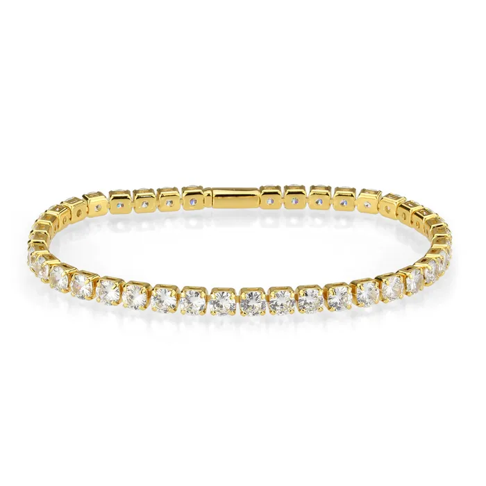 Bracelets Alamode 3W1719 Gold Brass Bracelet with AAA Grade CZ in Clear