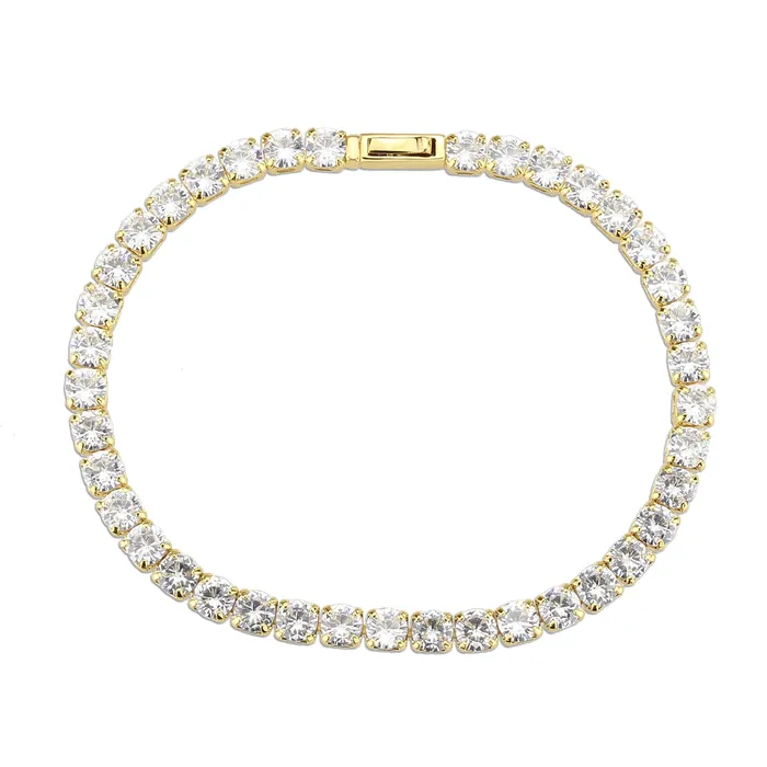 Bracelets Alamode 3W1719 Gold Brass Bracelet with AAA Grade CZ in Clear Bracelets Alamode 3W1719 Gold Brass Bracelet with AAA Grade CZ in Clear