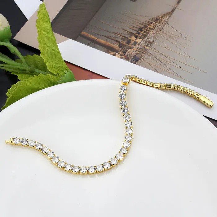Bracelets Alamode 3W1719 Gold Brass Bracelet with AAA Grade CZ in Clear Bracelets Alamode 3W1719 Gold Brass Bracelet with AAA Grade CZ in Clear