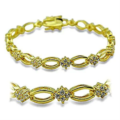 Bracelets Alamode 416006 Gold Brass Bracelet with AAA Grade CZ in Clear
