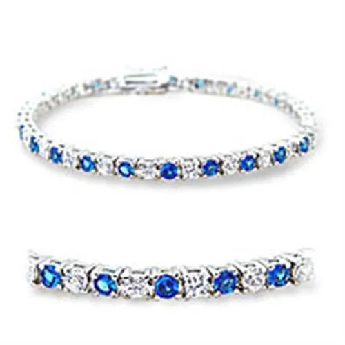 Bracelets Alamode 46904 Rhodium Brass Bracelet with Synthetic Spinel in Montana