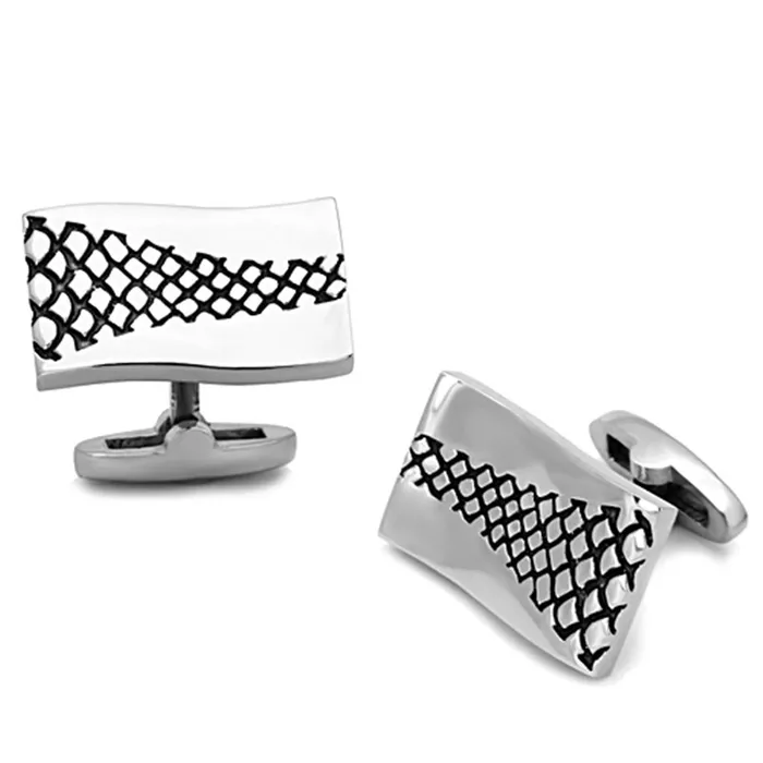 Bracelets Alamode TK1260 High polished no plating Stainless Steel Cufflink with Epoxy in Jet Bracelets Alamode TK1260 High polished no plating Stainless Steel Cufflink with Epoxy in Jet