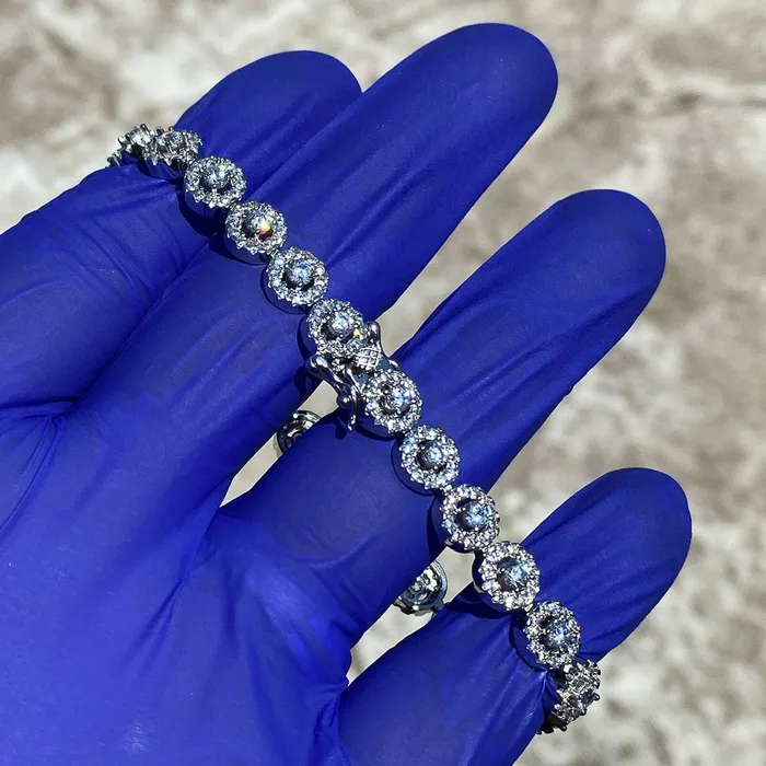Bracelets Bling Cartel Admin Solid 925 Sterling Silver Iced Flower Cluster Bracelet 75 Inch