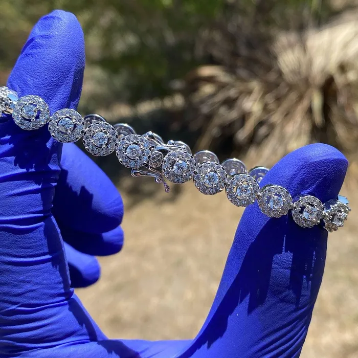 Bracelets Bling Cartel Admin Solid 925 Sterling Silver Iced Flower Cluster Bracelet 75 Inch